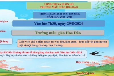 THÔNG BÁO LỊCH TỰU TRƯỜNG, NĂM HỌC 2024 – 2025